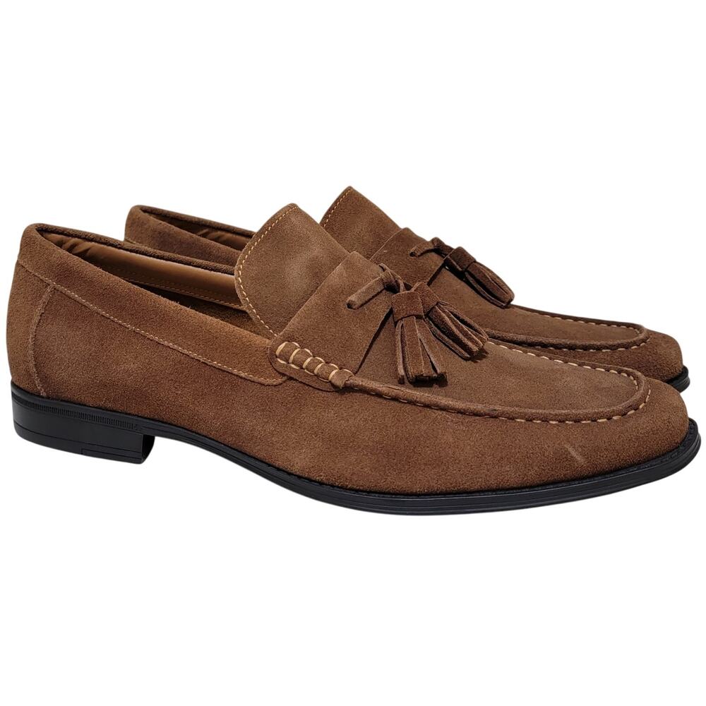 Steve Madden Men Galileo Slip On Tassel Loafer Size US 11.5M Tobacco Brown Suede